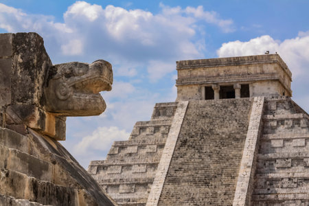 The Temple of Kukulcan, also known as El Castillo, is the imposing step pyramid at Chichen Itza,...