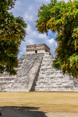 The Temple of Kukulcan, also known as El Castillo, is the imposing step pyramid at Chichen Itza,...