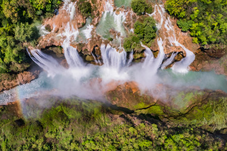 Tamul Waterfall, Huasteca Potosina, San Luis Potosí, Mexico. It is one of the most spectacular natural wonders in Mexico. With a fall of 105 meters high.の写真素材