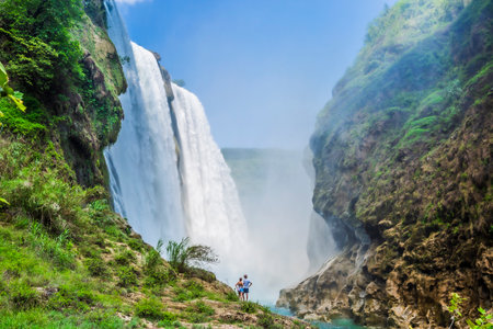 Tamul Waterfall, Huasteca Potosina, San Luis Potosí, Mexico. It is one of the most spectacular natural wonders in Mexico. With a fall of 105 meters high.の写真素材