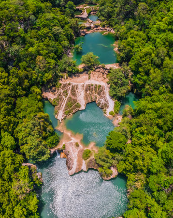 Micos Waterfall, Huasteca Potosina in the State of San Luis PotosÃ­, Mexico.の写真素材