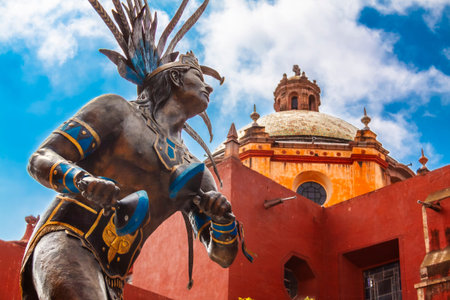 The Chichimeca Conchero Dancer, next to the Temple of San Francisco de AsÃ­s, QuerÃ©taro.