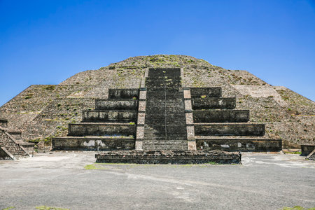 Pyramid of the Moon, TeotihuacÃ¡n Archaeological Zone, State of Mexico.の写真素材