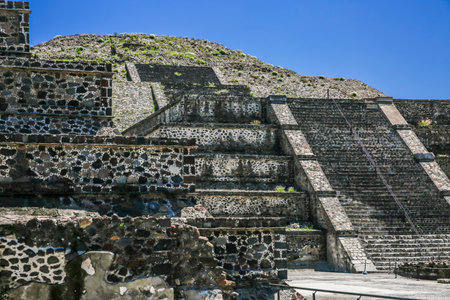Pyramid of the Moon, TeotihuacÃ¡n Archaeological Zone, State of Mexico.の写真素材