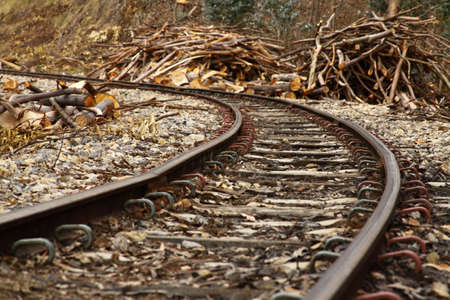 Turn in an abandoned railroadの写真素材