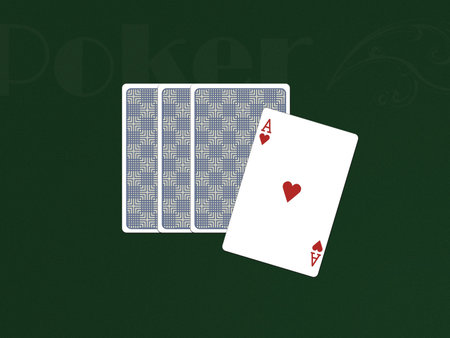 Three card poker on the table with a card that shows an ace