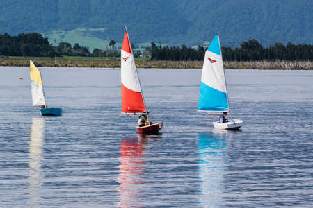Lake Brunner sailing boatsのeditorial素材