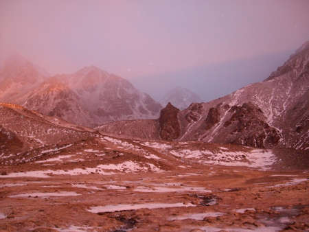sunrise on the mountainの写真素材