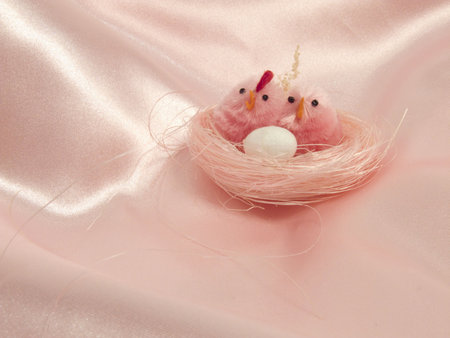 Sweet pink chicks in the nest for a pink Easter