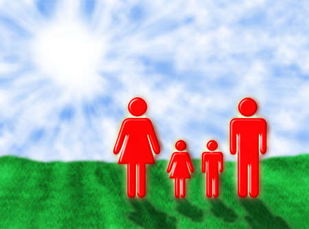 Illustration about a colourful family in the sunraysの写真素材