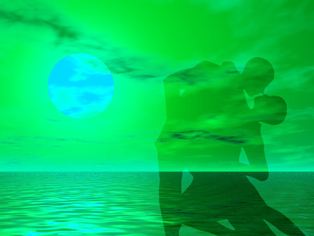 Couple in a sexy attitude dancing in the sunsetの写真素材