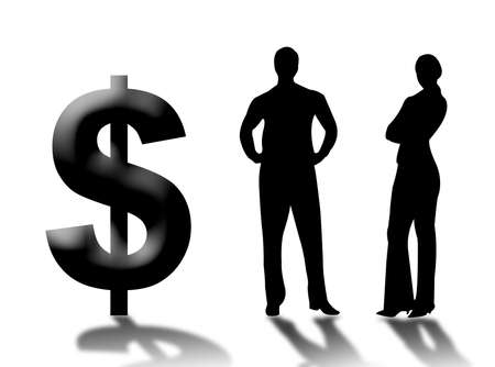 Businessman and businewoman with dollar as symbol of money and succesの写真素材