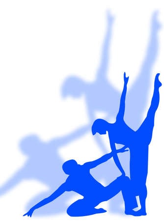 Couple dancing with a great shadow on the backgroundの写真素材