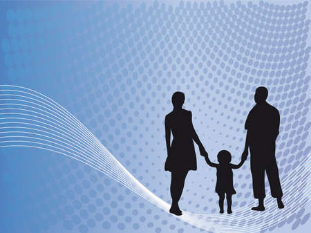 Mother, father and child on the backgroundのイラスト素材
