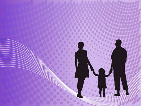 Mother, father and child on the backgroundの写真素材