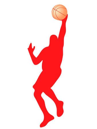 basketball player silhouette with ball in the hand の写真素材