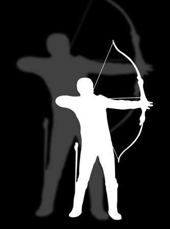 Archer man in silhouette to represent archer sportの写真素材