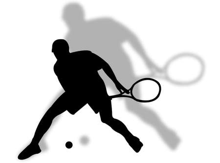 Tennis player with shadow on the backgroundのイラスト素材