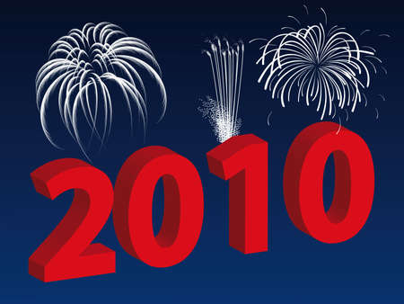 Fireworks in the night on the 2010 New Yearのイラスト素材