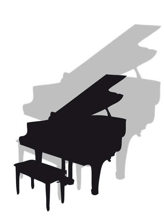 Piano instrument in silhouette with shadowのイラスト素材