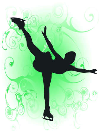 Ice skater girl silhouette as symbol of winter sportの写真素材