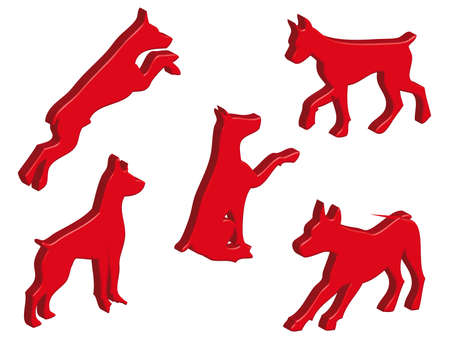 Dog silhouettes in different poses and attitudesのイラスト素材