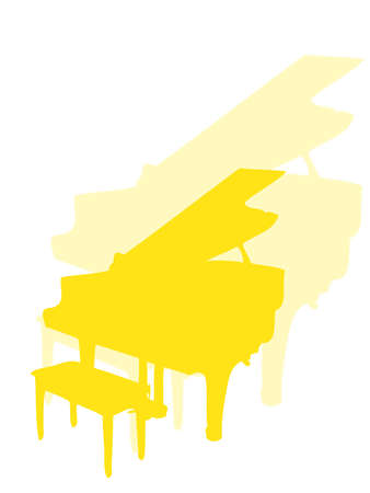 Piano instrument in silhouette with shadowの写真素材