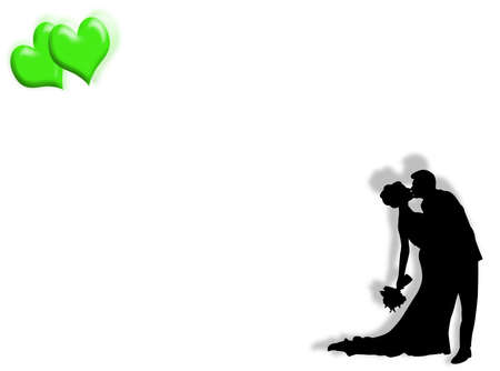 Wedding background with couple kissing and heartsの写真素材