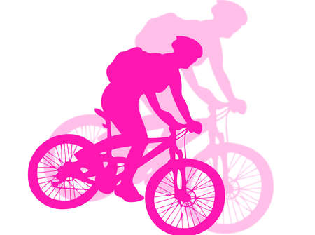 Mountain bike silhouette with shadow on the backgroundの写真素材