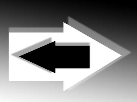 Arrow in silhouette with shadow on the backgroundの写真素材