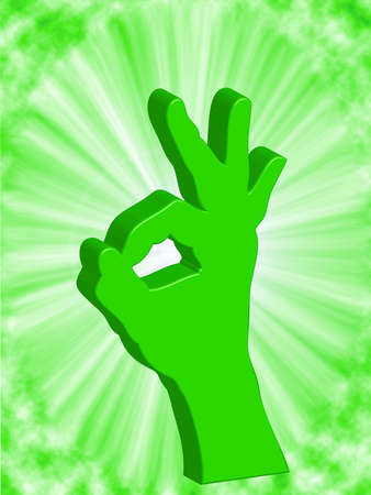 Hand man saying OK on the light backgroundの写真素材