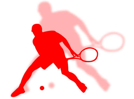 Tennis player with shadow on the backgroundの写真素材