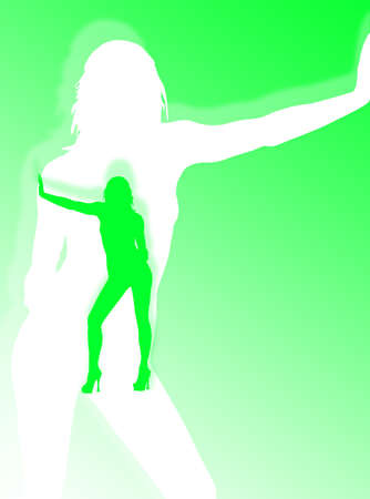 Woman pose in silhouette and shadow on the backgrounの写真素材