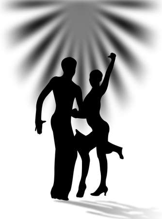 Man and woman dancing latin dance with shadowの写真素材