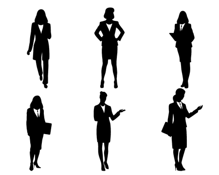 Vector illustration of a six businesswomen silhouettesのイラスト素材
