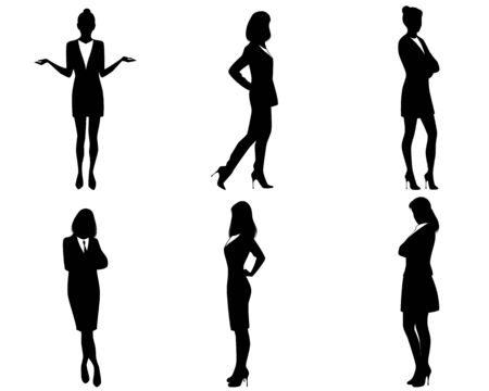 Vector illustration of a six businesswomen silhouettesのイラスト素材