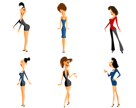 Vector illustration of a six office womenのイラスト素材