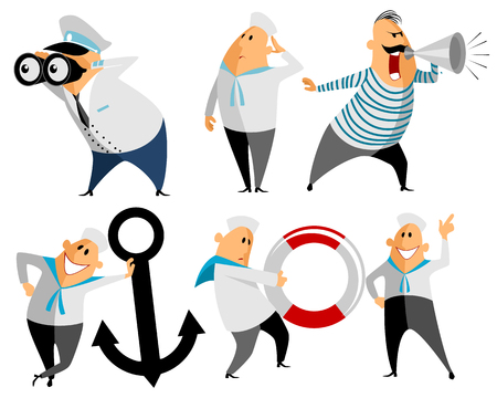 Vector illustration of a six seamen setのイラスト素材