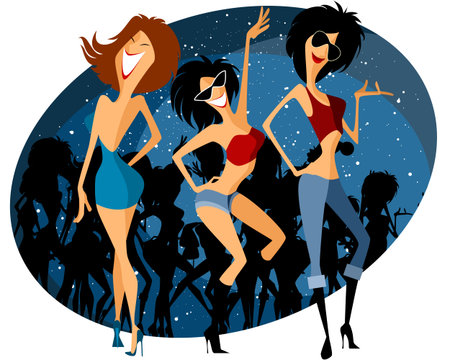 Vector illustration of a three girls on partyのイラスト素材
