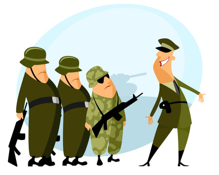 Vector illustration of a platoon and commanderのイラスト素材