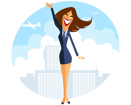 Vector illustration of a  stewardess in airportのイラスト素材