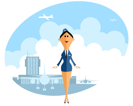 Vector illustration of a  stewardess in airportのイラスト素材