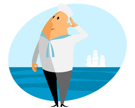 Vector illustration of a sailor and seaのイラスト素材