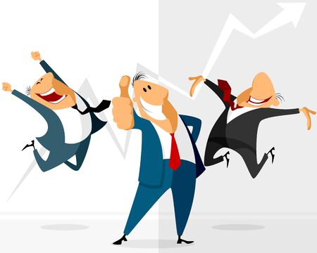 Vector illustration of a three funny businessmenのイラスト素材