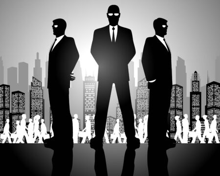 Vector illustration of a three businessmen silhouettesのイラスト素材