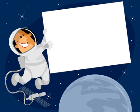 Vector illustration of a cosmonaut with bannerのイラスト素材