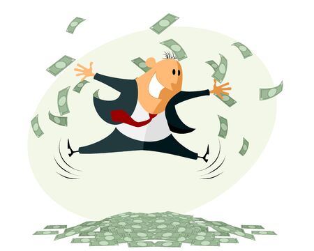 Vector illustration of a happy businessmen jumpingのイラスト素材