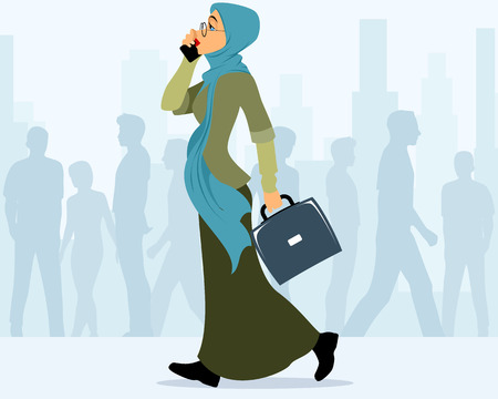 Vector illustration of a three businesswomen in cityのイラスト素材