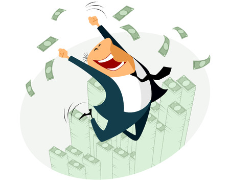 Vector illustration of a happy businessmen jumpingのイラスト素材