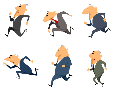 Vector illustration of a six businessmen runningのイラスト素材